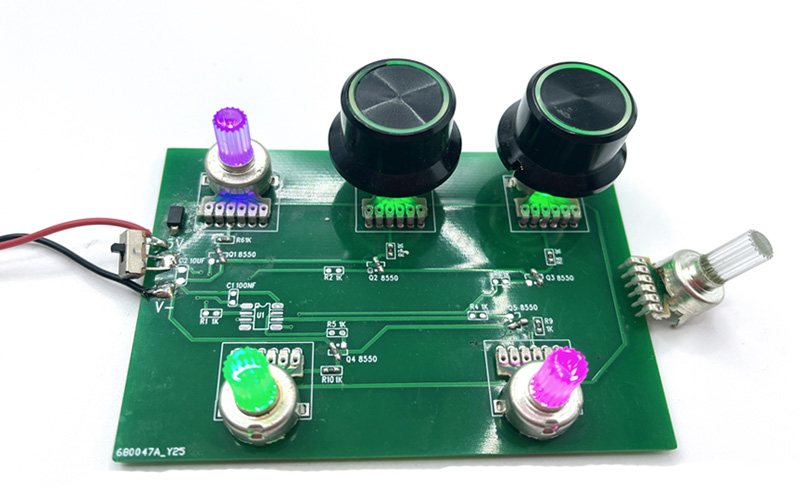 Howang Company udviklede og lancerede etnytnyt roterende potentiometer med LED-flerfarvelys, især til lydindustrien
